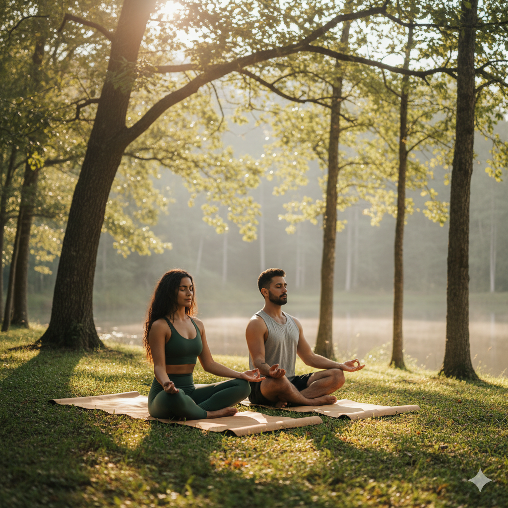 Yoga exercise improving mental health and emotional balance