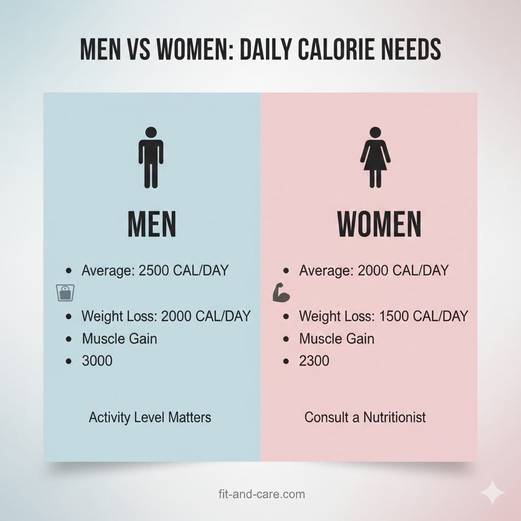 daily calorie needs for men and women