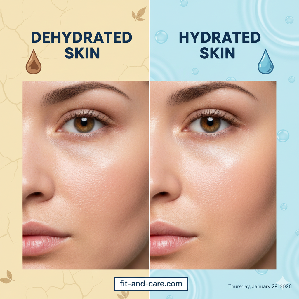 Hydrated vs dehydrated skin effects of drinking water