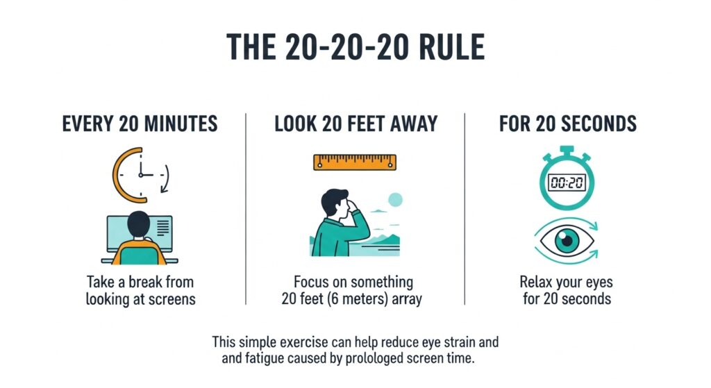 20 20 20 rule to reduce eye strain naturally