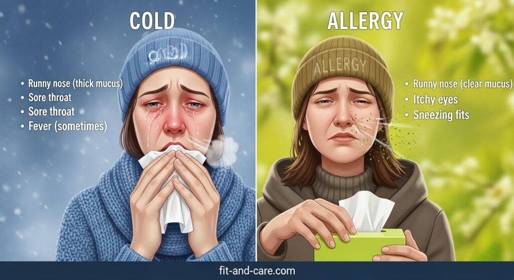 difference between cold and Allergy Symptoms: A Comparison