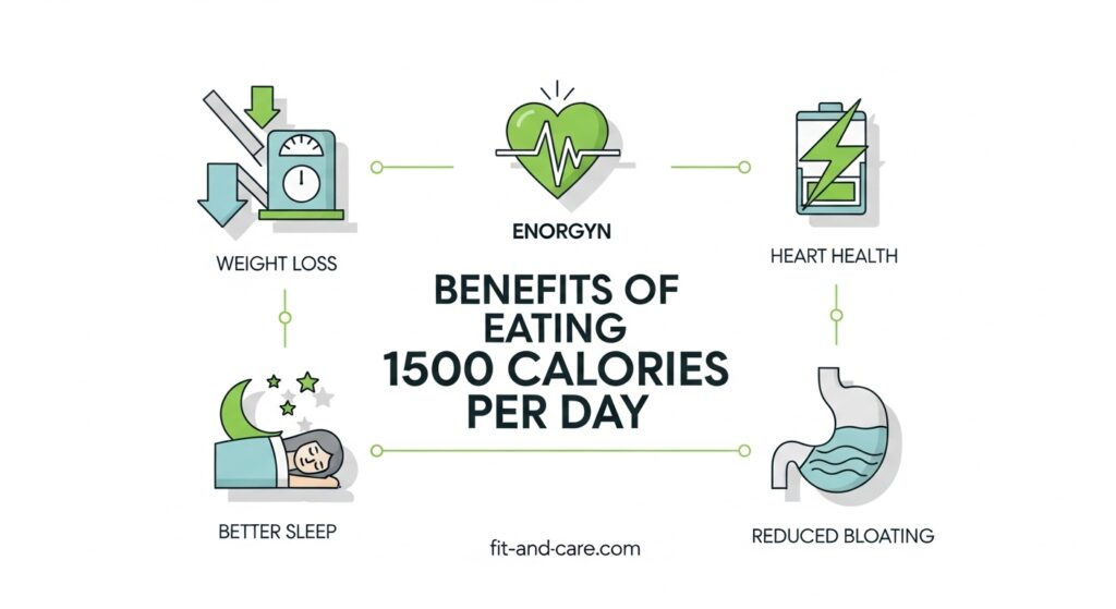 Benefits of a 1500-calorie healthy meal plan—health infographic