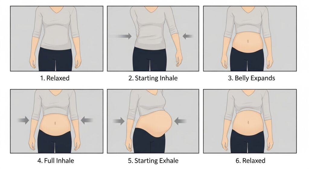 diaphragmatic breathing technique step by step for beginners