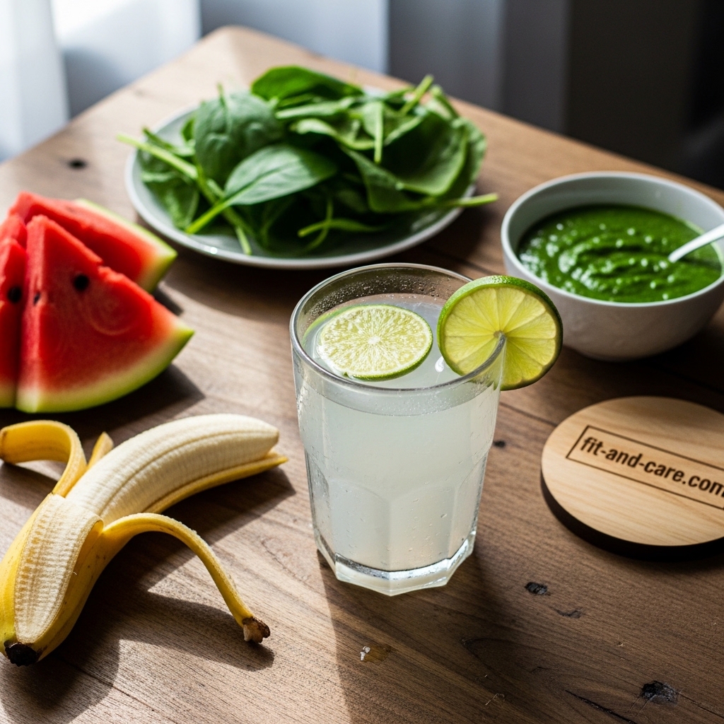 natural electrolyte foods like coconut water, banana, and spinach