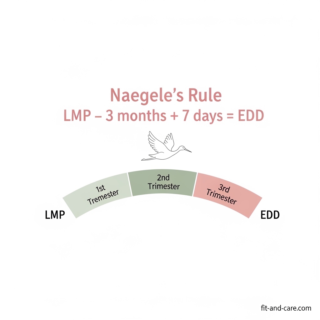 An infographic showing how Naegele Rule calculates pregnancy due date from last menstrual period