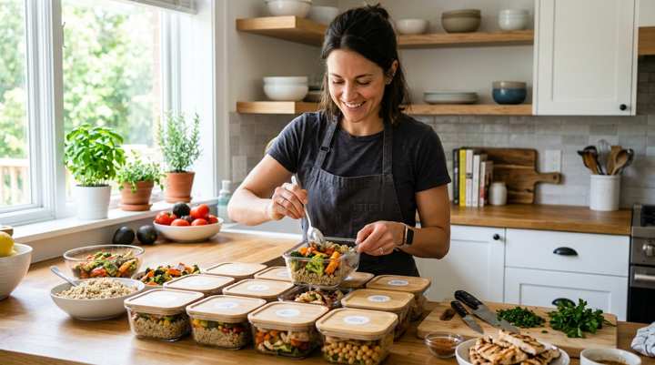 meal prepping for the week using a meal plan